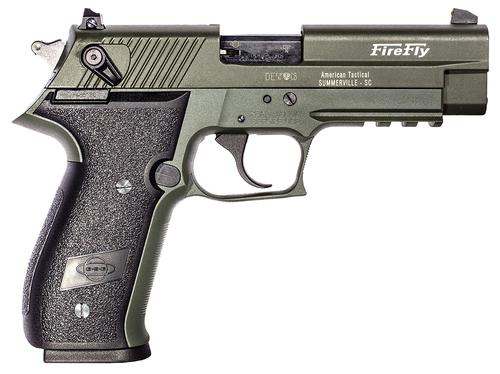 American Tactical FireFly Non-Threaded Pistol GERG2210FFG, 22 LR, 4in, Black Polymer Grips, Green Finish, 10 Rds