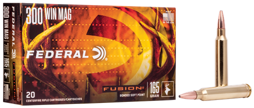 Federal Fusion Rifle Ammunition F300WFS2, 300 Winchester Mag, Fusion Ammunition, 165 GR, 3080 fps, 20 Rd/bx
