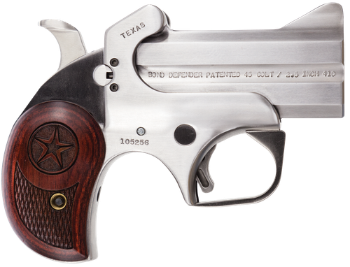 Bond Arms Texas Defender Derringer BATD357MAG, 357 Magnum / 38 Special, 3", Lam Rosewood, Satin Stainless Finish, 2 Rd