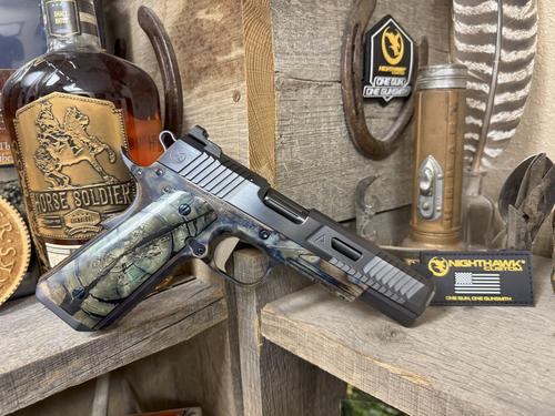 Nighthawk Custom VIP Agent II 0889, 9mm, 5", Cross Cut Mammoth Ivory Grips, Case Hardned Finish, 14k Gold Front Sight, Optic Ready, 8 Rds