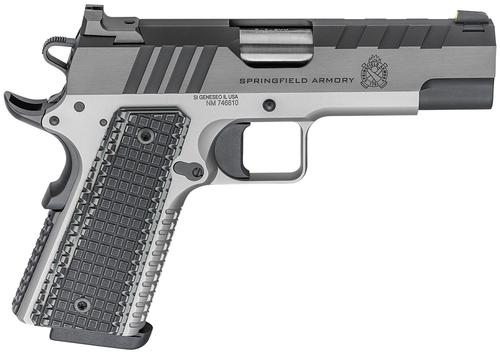 Springfield 1911 Emissary SAO Pistol PX9217L, 9mm, 4.25", VZ Thin-Line G10 Grips, Stainless Finish, 9 Rds
