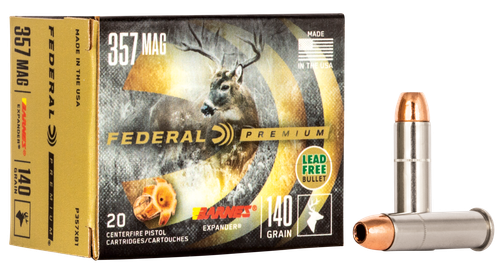 Federal Premium Vital-Shok Pistol Ammunition P357XB1, 357 Magnum, Barnes Expander, 140 GR, 1280 fps, 20 Rd/bx