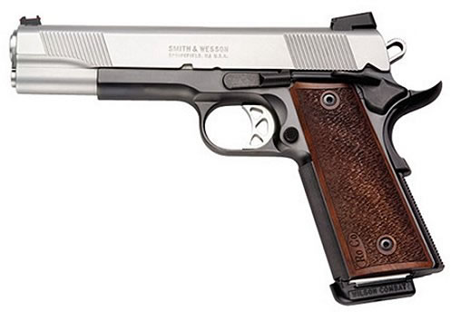 Smith & Wesson 1911 Pro Pistol 178011, 45 ACP, 5 in, Wood Grip, Satin Stainless Finish, 8 Rd, Adj Sights