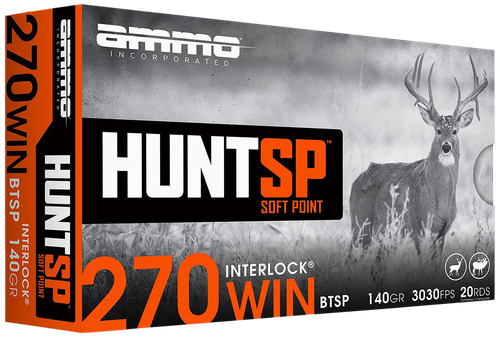 Ammo Inc Hunt Rifle Ammunition 270W140SPA20, 270 Win, Soft Point, 140 gr, 3030 fps, 20 Rd/Bx