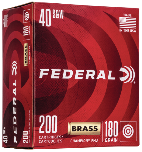 Federal Champion Pistol Ammunition WM52232, 40 S&W, Full Metal Jacket, 180 gr, 1000 fps, 200 Rd/Bx