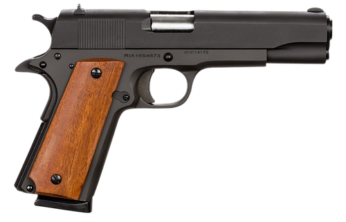 Rock Island Armory Standard GI 1911 Pistol 51421, 45 ACP, 5 in, Smooth Wood Grips, Black Finish, 8 Rd (CA Approved)