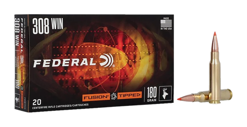 Federal Fusion Tipped Rifle Ammunition F308TFS3, 308 Winchester, Fusion Ammunition, 180 GR, 2600 fps, 20 Rd/bx