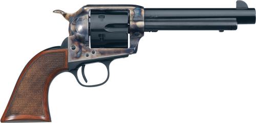 Uberti 1873 Cattleman El Patron Competition Revolver 345372, 9MM, 5.5", Checkered Walnut Grip, Blue Case-Hardened Steel Frame