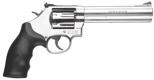 Smith & Wesson 686 Plus Revolver 164198, 357 Magnum, 6" , Synthetic Grip, Satin Stainless Finish, 7 Rd, White Outline Sights