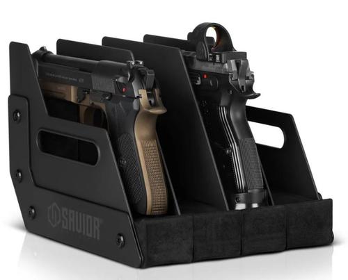Savior Equipment Pistol/Revolver Storage Rack, 4-Slot, Black (RK-HAND-XFOUR-BK)