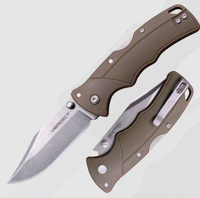 Cold Steel CS-FL-C3CPSSFDEZ, VERDICT, Clip Point SS Balde, FDE