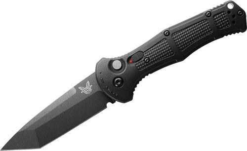 Benchmade Claymore Automatic Knife (9071BK), Plain Edge, Tanto Blade, Cobalt Black Blade, Black Handle