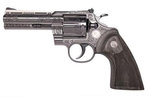 Custom & Collectible Engraved Colt Python "Renaissance" CNCPYNRES4, 357 Magnum, 4.25", Walnut Grips, Engraved Stainless Steel Finish, 6 Rds