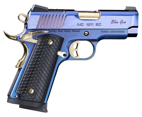 EAA MC1911SC Optic Ready Pistol 391038, 9mm Luger, 3.40in, Black Polymer, Blue Gem PVD w/Gold Controls Finish, 8 Rds