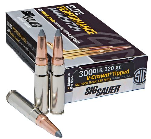 Sig Elite Performance Subsonic Rifle Ammunition E300H220, 300 AAC Blackout, Elite HT, 205 GR, 1000 fps, 20 Rd/Bx