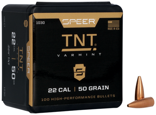 Speer 22 Caliber 50 Grain TNT Hollow Point 100/Box (1030), Not Loaded