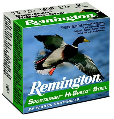 Remington Sportsman Hi-Speed Steel Shotshells SST12S2, 12 Gauge, 2-3/4", 1-1/8 oz, 1375 fps, #2 Steel Shotshells Shot, 25 Rds/Bx