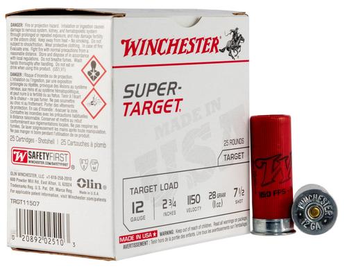Winchester Super Target Light Target Load Shotshells TRGT11507, 12 Gauge, 2-3/4", 1 oz, #7.5 Lead, 25 Rd/bx