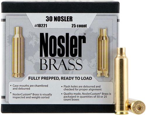 Nosler Custom Unprimed Brass Cases For 30 Nosler 25 Per box (10221), Not Loaded