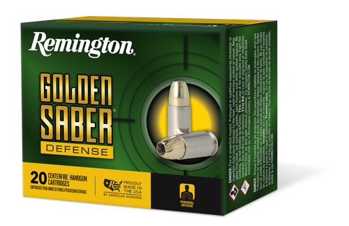Remington Golden Saber Pistol Ammunition GSD45APA, 45 ACP, Brass JHP, 185 gr, 1015 fps, 20 Rd/Bx