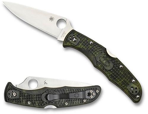 Spyderco Endura Folding Knife, Plain Edge, Zome Green Handle (C10ZFPGR)