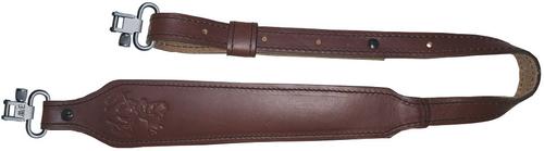 AA&E Leathercraft Deer Head Short Taper Sling w/Metal Swivels, Burgundy/Brown (8502244S225)
