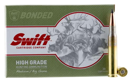 Swift Bullets Scirocco Rifle Ammunition 10040, 30-06 Springfield, Spitzer Boat Tail, 180 GR, 2664 fps, 20 Rd/Bx