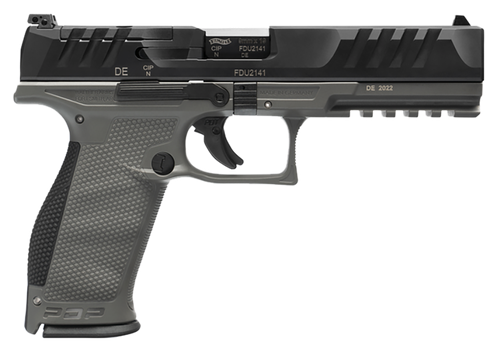 Walther PDP Optic Ready Pistol 2858401, 9mm Luger, 5", Duty Textured Polymer Grips, Gray Finish, 18 Rds
