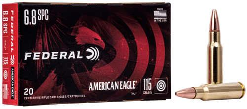 Federal American Eagle Rifle Ammuntion AE68A, 6.8mm Remington, Full Metal Jacket (FMJ), 115 GR, 2675 fps, 20 Rd/bx
