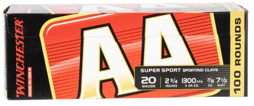 Winchester AA Sporting Clay Value Pack Shotshells AASC207VP, 20 Gauge, 2-3/4", 7/8 oz, 1300 fps, #7.5 Lead Shot, 100 Rds/box