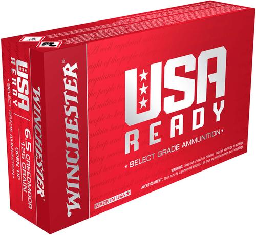 Winchester USA Ready Rifle Ammunition RED65, 6.5 Creedmoor, JHP, 125 GR, 2850 fps, 20 Rd/bx