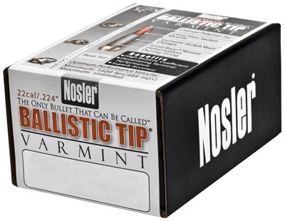 Nosler Ballistic Tip Bullets .224 Cal 60 Grain 250 per Box (39473), Not Loaded