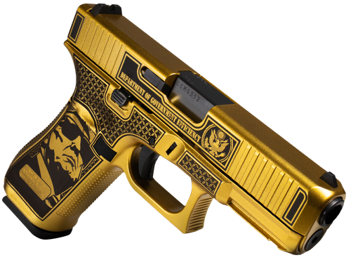 Glock G47 Gen 5 MOS D.O.G.E. Pistol PA475S204MOSNDGE, 9mm Luger, 4.49in, Glamour Glock Gold Textured, Glamour Glock Gold Cerakote Finish, 17 Rds