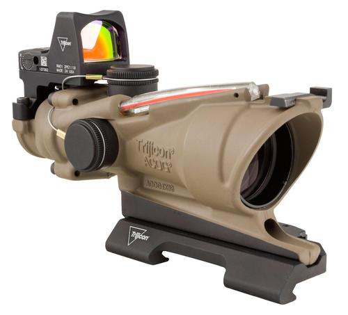 Trijicon ACOG Rifle Scope 100553, 4x, 32mm Obj, Flat Dark Earth, Illuminated Crosshair 223 Red Reticle