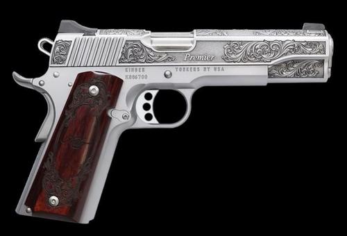 Custom & Collectible Premier Kimber 1911 CNCPREMIER45, 45 ACP, 5", Rosewood Grips, Deep Engraved Scroll Work, 7 Rds