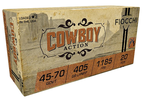 Fiocchi Cowboy Action Rifle Ammunition 4570A, 45-70 Gov, Lead Round Nose Flat Point, 405 gr, 1185 fps, 20 Rd/Bx