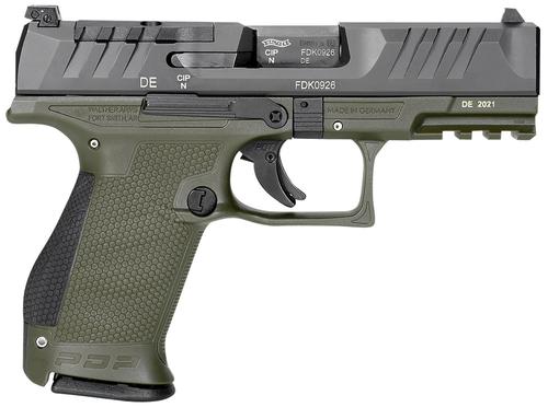 Walther PDP Compact Optic Ready Pistol 2858428, 9mm Luger, 4", Textured Polymer Grips, Green Finish, 15 Rds