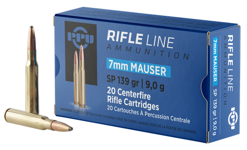 Prvi Partizan Rifle Ammunition PP7, 7mm Mauser, Soft Point, 139 gr, 2660 fps, 20 Rd/Bx