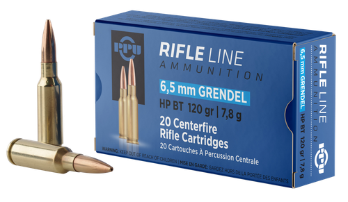 Prvi Partizan Rifle Ammunition PP6GH, 6.5 Grendel, Hollow Point Boat Tail, 120 gr, 2674 fps, 20 Rd/Bx