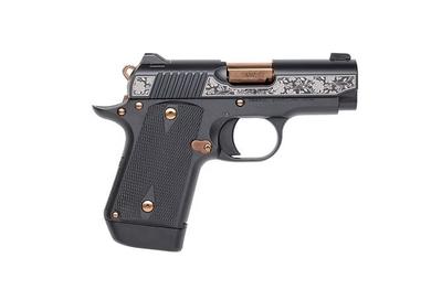 Custom & Collectible Limited Edition "Sylva" Kimber Micro 9 Pistol CNCSYLVA9, 9MM, 3.15", Rubber Grips, Floral Engraved Slide, Copper PVD Controls, 7 Rd