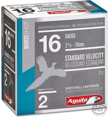 Aguila High Velocity Shotshells 1CHB1616, 16 Gauge, 2-3/4", 1 oz, 1200 fps, #6 Lead 25 Rds/Bx