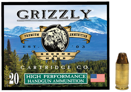 Grizzly Ammunition High Performance Pistol Ammunition GC38A1, 380 ACP, Jacketed Hollow Point (JHP), 90 GR, 1200 fps, 20 Rd/bx