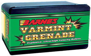 Barnes Varmint Grenade, .204", 20 Caliber, FB, 26 Grain, 100 Per Box (20426), Not Loaded