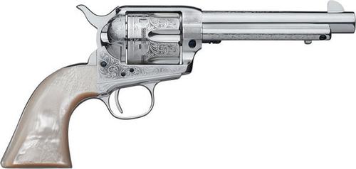 Uberti 1873 Limited Ed Engraved Cattleman Revolver NM Stainless Steel U356077, .45 Colt, 5 ½", Pearl Style Grip, Stainless Finish