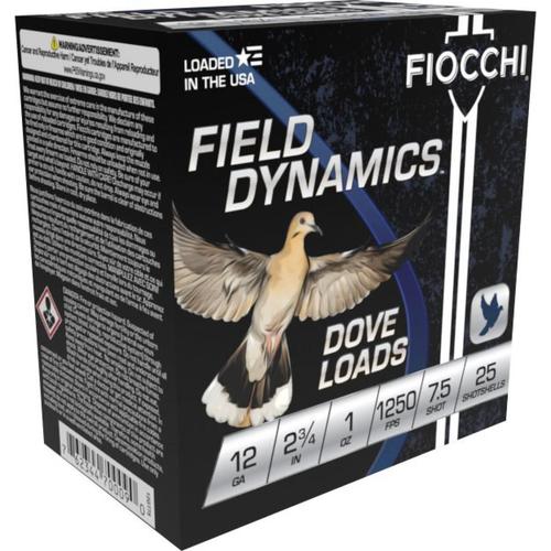 Fiocchi Game/Target Loads 12GT75, 12 Gauge, 2-3/4", 1 oz, 1250 fps, #7.5 Lead Shot, 25 Rds/Bx
