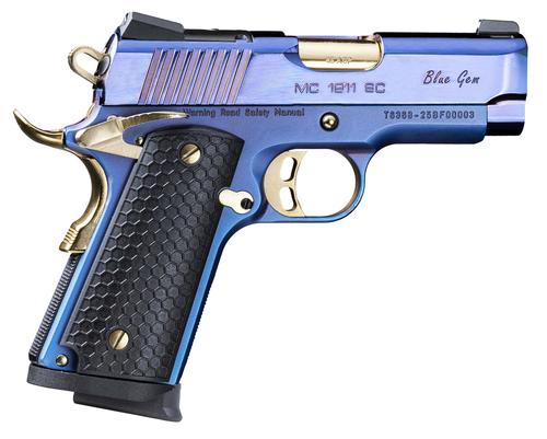 EAA MC1911SC Optic Ready Pistol 391037, 45 ACP, 3.40in, Black Polymer, Blue Gem PVD w/Gold Controls Finish, 8 Rds