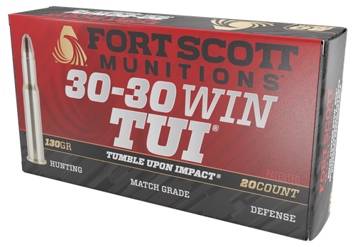 Fort Scott Munitions TUI Rifle Ammunition 3030130SCV, 30-30 Win, Solid Copper Spun, 130 gr, 2393 fps, 20 Rd/Bx
