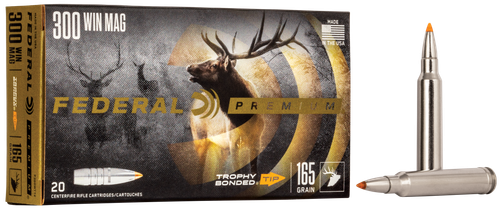 Federal Premium Vital-Shok Rifle Ammunition P300WTT2, 300 Winchester Mag, Trophy Bonded Tip, 165 GR, 3050 fps, 20 Rd/bx