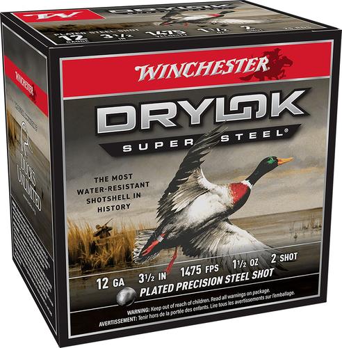 Winchester Ammo Drylok Super Steel High Velocity SSH12LH2, 12 Gauge, 3.50", 1 1/2 oz, 1475 fps, 2 Shot, 25 Rd/bx