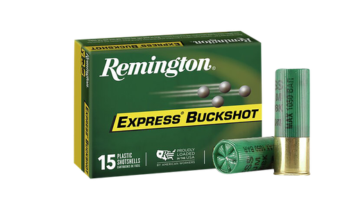 Remington Express Buckshot Shotshells 26876, 12 Gauge, 2-3/4", 9 Pellets, 1325 fps, #00 Buckshot, 15 Rds/box